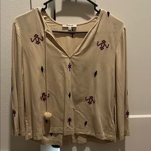Madewell Beige Embroidered Women's Top